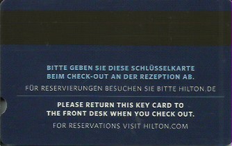 Hotel Keycard Hilton  Germany Back