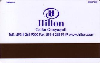 Hotel Keycard Hilton Guayaquil Ecuador Back