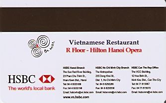 Hotel Keycard Hilton Hanoi Vietnam Back