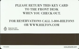 Hotel Keycard Hilton Santa Fe U.S.A. Back