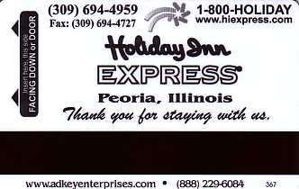 Hotel Keycard Holiday Inn Express Illinois (State) U.S.A. (State) Back