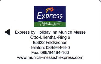 Hotel Keycard Holiday Inn Express Munich Germany Front