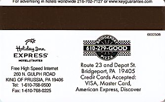 Hotel Keycard Holiday Inn Express Pennsylvania (State) U.S.A. (State) Back