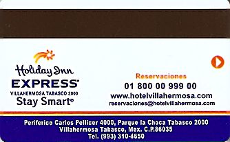 Hotel Keycard Holiday Inn Express Villahermosa Mexico Back