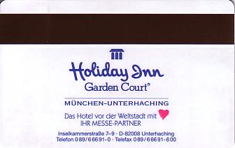 Hotel Keycard Holiday Inn Garden Court Munich Germany Back