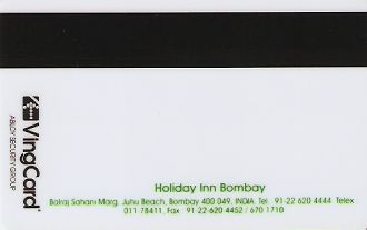 Hotel Keycard Holiday Inn Bombay India Back