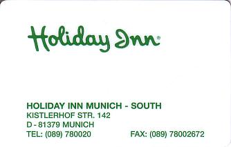 Hotel Keycard Holiday Inn Munich Germany Front