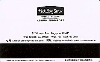 Hotel Keycard Holiday Inn  Singapore Back