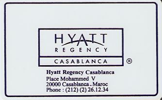 Hotel Keycard Hyatt Casablanca Morocco Front