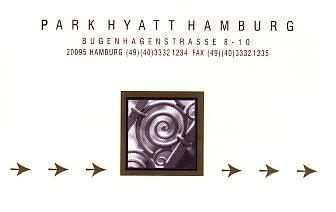 Hotel Keycard Hyatt Hamburg Germany Front