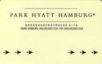Hotel Keycard Hyatt Hamburg Germany Front