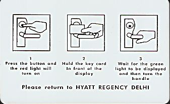 Hotel Keycard Hyatt New Delhi India Back