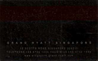 Hotel Keycard Hyatt  Singapore Back
