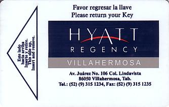 Hotel Keycard Hyatt Villahermosa Mexico Front