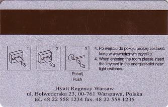 Hotel Keycard Hyatt Warsaw Poland Back