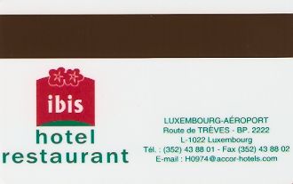 Hotel Keycard Ibis  Luxembourg Back
