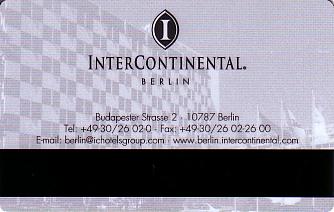 Hotel Keycard Inter-Continental Berlin Germany Back