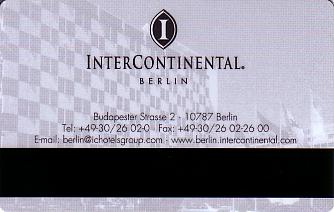Hotel Keycard Inter-Continental Berlin Germany Back