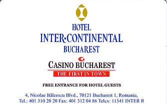 Hotel Keycard Inter-Continental Bucharest Romania Front