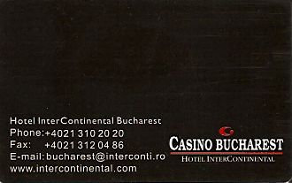 Hotel Keycard Inter-Continental Bucharest Romania Back