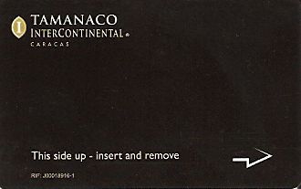 Hotel Keycard Inter-Continental Caracas Venezuela Front
