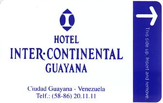 Hotel Keycard Inter-Continental Guayana Venezuela Front