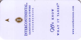 Hotel Keycard Inter-Continental Johannesburg South Africa Front