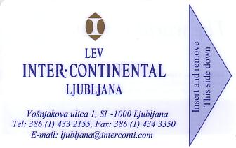 Hotel Keycard Inter-Continental Ljubljana Slovenia Front