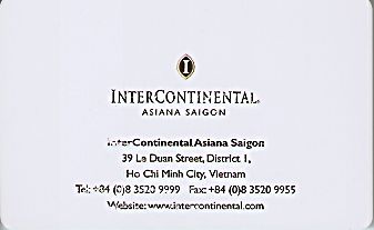 Hotel Keycard Inter-Continental Saigon Vietnam Back