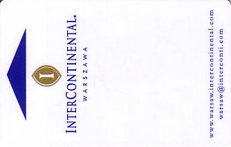 Hotel Keycard Inter-Continental Warsaw Poland Front