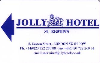 Hotel Keycard Jolly Hotels London United Kingdom Front
