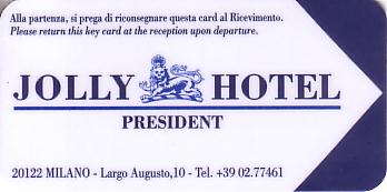 Hotel Keycard Jolly Hotels Milan Italy Front