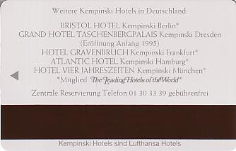 Hotel Keycard Kempinski Munich Germany Back