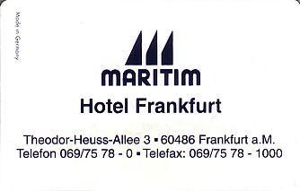 Hotel Keycard Maritim Frankfurt Germany Front