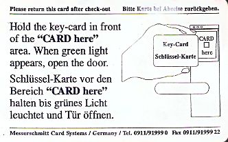 Hotel Keycard Maritim Frankfurt Germany Back