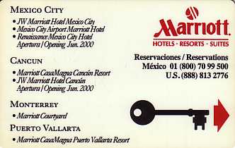Hotel Keycard Marriott Mexico City Mexico Front