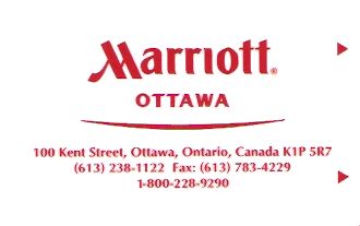 Hotel Keycard Marriott Ottawa Canada Front