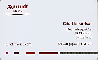 Hotel Keycard Marriott Zurich Switzerland Front