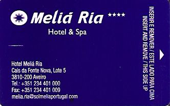 Hotel Keycard Sol Melia Aveiro Portugal Front