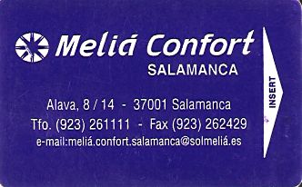 Hotel Keycard Sol Melia Salamanca Spain Front