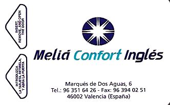 Hotel Keycard Sol Melia Valencia Esp Spain Front
