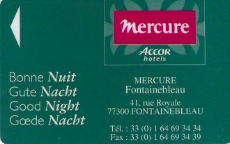 Hotel Keycard Mercure Fontainebleau France Front