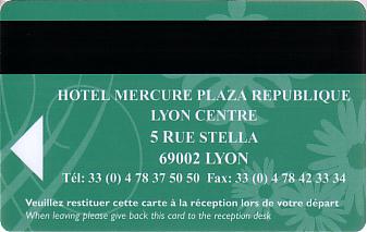 Hotel Keycard Mercure Lyon France Back