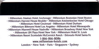Hotel Keycard Millennium Generic Back