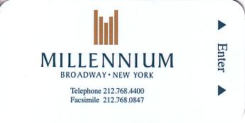 Hotel Keycard Millennium New York City U.S.A. Front