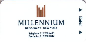 Hotel Keycard Millennium New York City U.S.A. Front
