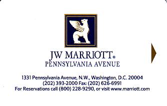 Hotel Keycard Marriott - JW Washington City U.S.A. Front
