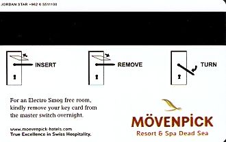Hotel Keycard Movenpick Dead Sea Israel Back