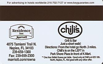 Hotel Keycard Marriott - Residence Inn Florida (State) U.S.A. (State) Back