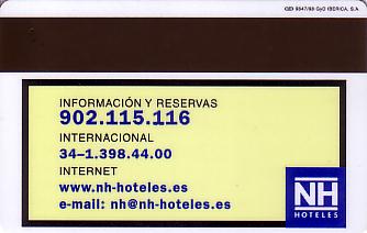 Hotel Keycard NH Hotels  Spain Back